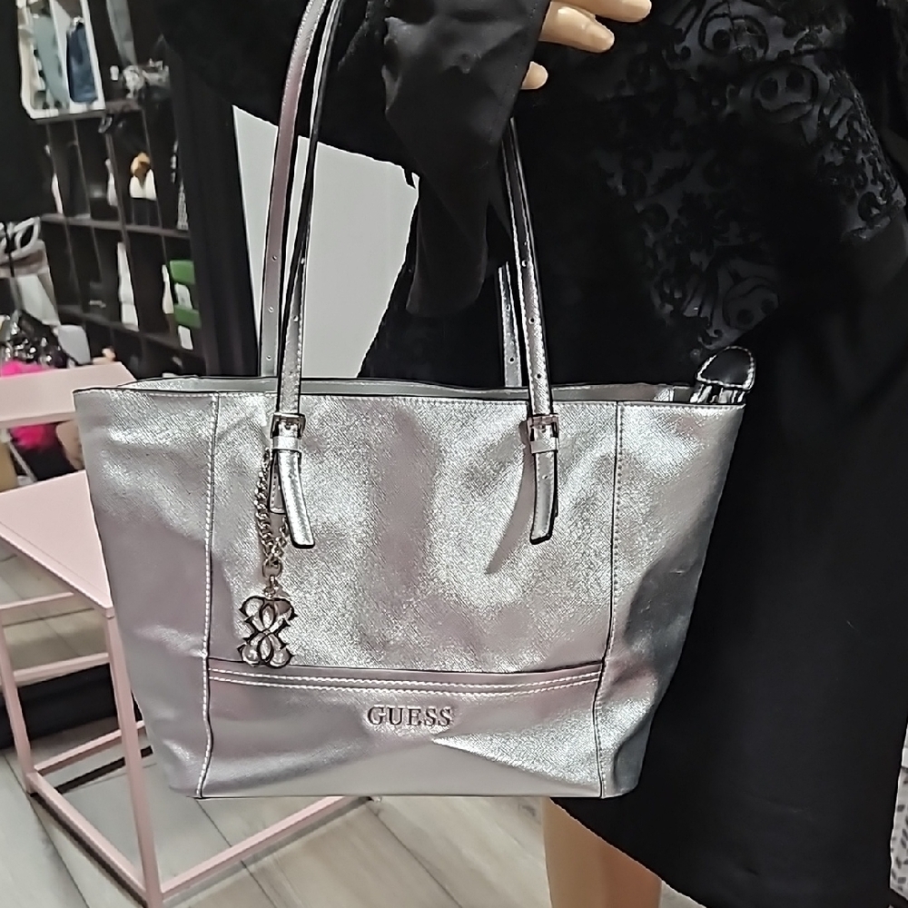 Guess Silver Tote Bag